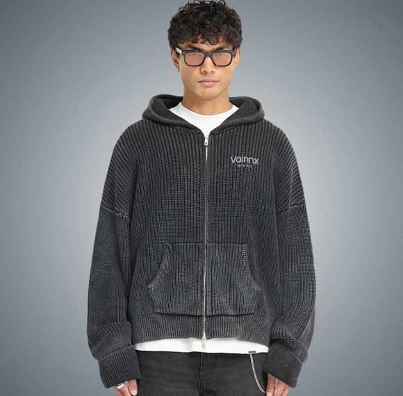 100% Cotton Custom Full Zip Hoodies | Knit Zip Up Hoodie | High Quality Custom Embroidered Hoodies