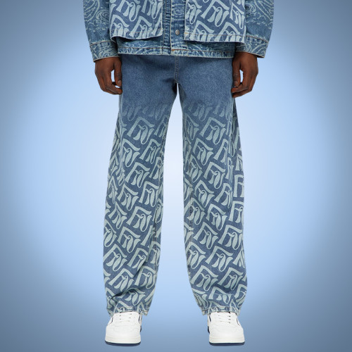 Custom Printing Cotton Denim Two Piece Set | 2 Piece Denim Pants and Jacket Set | Streetwear Manufacturer