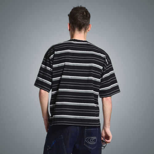 Custom Oversize Drop Shoulder Logo Tshirt Design | Custom Tshirt Manufacturer | Custom Stripe Design Tshirt