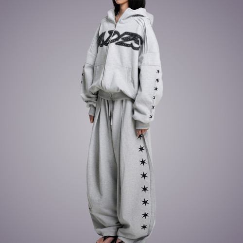 Custom Fleece French Terry Loose Fitting Sweatsuits | Custom Logo Streetwear Apparel Manufacturers | OEM ODM Streetwear Clothing Manufacturers