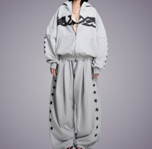 Custom Fleece French Terry Loose Fitting Sweatsuits | Custom Logo Streetwear Apparel Manufacturers | OEM ODM Streetwear Clothing Manufacturers