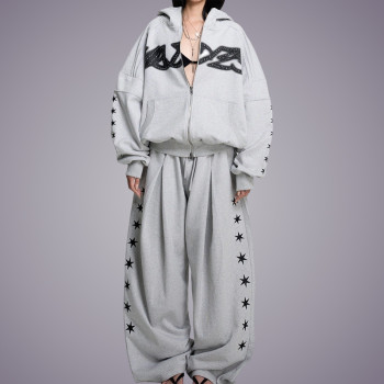 Custom Fleece French Terry Loose Fitting Sweatsuits | Custom Logo Streetwear Apparel Manufacturers | OEM ODM Streetwear Clothing Manufacturers