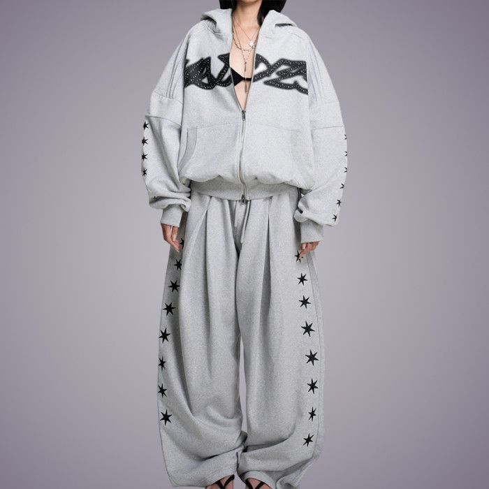 Custom Fleece French Terry Loose Fitting Sweatsuits | Custom Logo Streetwear Apparel Manufacturers | OEM ODM Streetwear Clothing Manufacturers