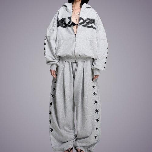 Custom Fleece French Terry Loose Fitting Sweatsuits | Custom Logo Streetwear Apparel Manufacturers | OEM ODM Streetwear Clothing Manufacturers