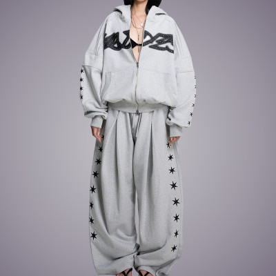 Custom Fleece French Terry Loose Fitting Sweatsuits | Custom Logo Streetwear Apparel Manufacturers | OEM ODM Streetwear Clothing Manufacturers