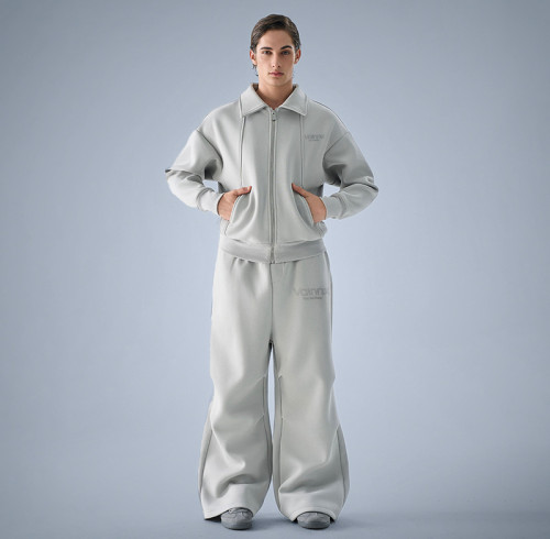 Cotton Custom Zip Up Logo Sweatsuits | Mens Designer Tracksuits | OEM ODM Streetwear Clothing Manufacturer