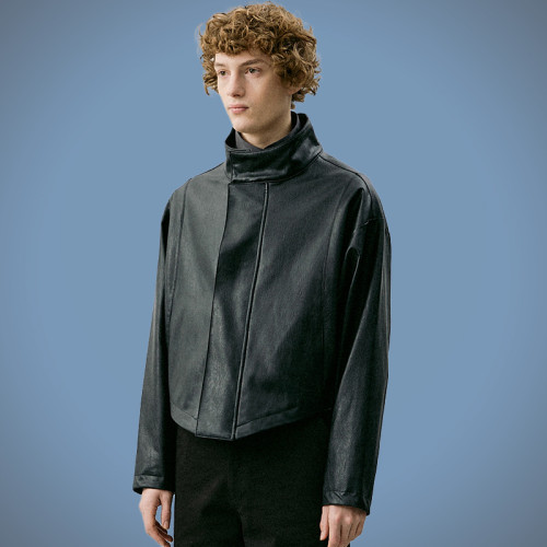 Custom Print Logo Jacket | Cropped Streetwear PU Jacket | Men's Casual Leather Jacket