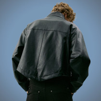 Custom Print Logo Jacket | Cropped Streetwear PU Jacket | Men's Casual Leather Jacket