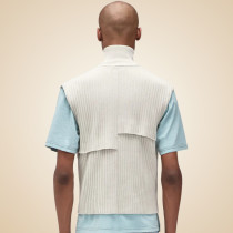 Custom Sleeveless Knit Sweater | Cropped Zipper Sweater | Patchwork Stand up Collar Sweater