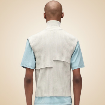 Custom Sleeveless Knit Sweater | Cropped Zipper Sweater | Patchwork Stand up Collar Sweater