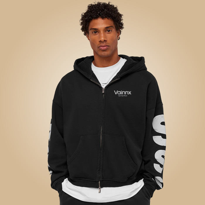 Custom Print Logo Zip Hoodies | Heavyweight Cotton Hoodie | High Quality Custom Streetwear Manufacturer