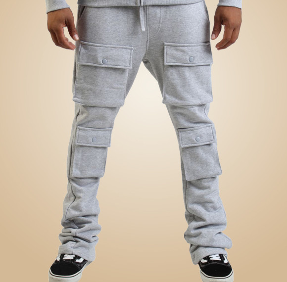 Custom Men's Sweatpants | Custom Logo Jogger Pants | Multi-pocket Stacked Pants | Streetwear supplier