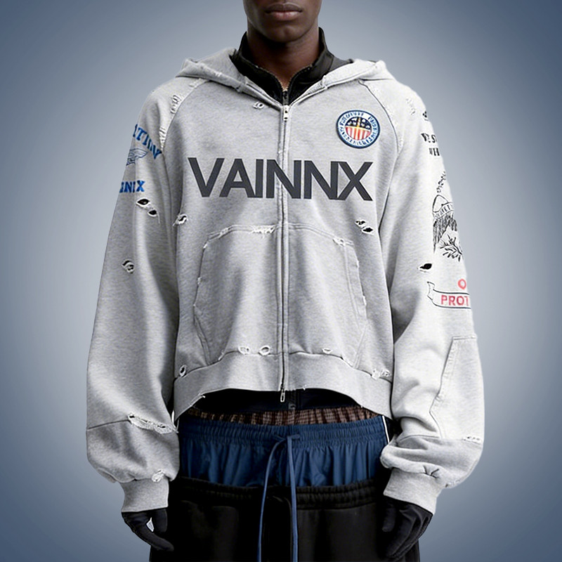 Streetwear Distressed Hoodie