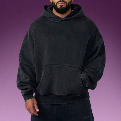 Custom 100% Cotton Hoodie | Oversized Acid Wash Black Hoodie | Streetwear Hoodie Manufacturer
