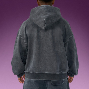 Custom 100% Cotton Hoodie | Oversized Acid Wash Black Hoodie | Streetwear Hoodie Manufacturer