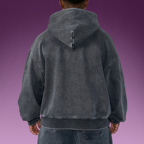 Custom 100% Cotton Hoodie | Oversized Acid Wash Black Hoodie | Streetwear Hoodie Manufacturer
