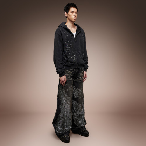 Custom Heavyweight Hoodie | Rhinstrone Streetwear Hoodie | Hoodie OEM Manufacturer