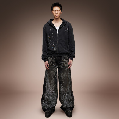 Custom Heavyweight Hoodie | Rhinstrone Streetwear Hoodie | Hoodie OEM Manufacturer