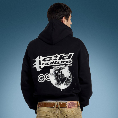 Custom Oversize Casual Hoodie | 100% Cotton Heavyweight Black Hoodie | Streetwear Hoodie Manufacturer