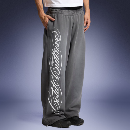 Acid Wash High Quality Pants | Custom Screen Printed Logo | Solid Color Straight Leg Pants