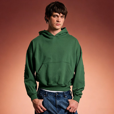 Manufacturer Custom Logo Hoodie | Vintage Heavyweight Solid Color Hoodie | Streetwear Supplier