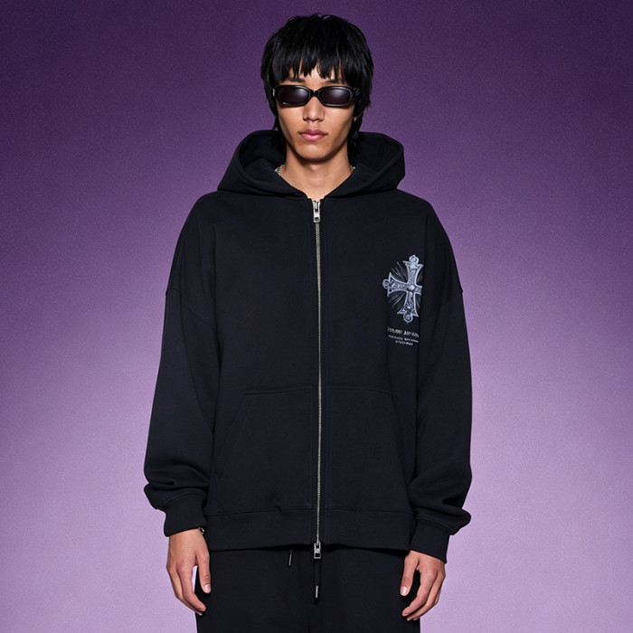 Custom Digital Print Graphic Sweatshirt | Vintage Casual Zipper Hoodie |  500Gsm Oversized Hoodie