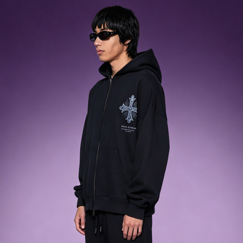 Custom Digital Print Graphic Sweatshirt | Vintage Casual Zipper Hoodie |  500Gsm Oversized Hoodie