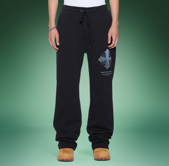 Custom Digital Printed Logo pants | 100% Cotton Heavyweight sweatpants | Solid Color Straight Leg Pants