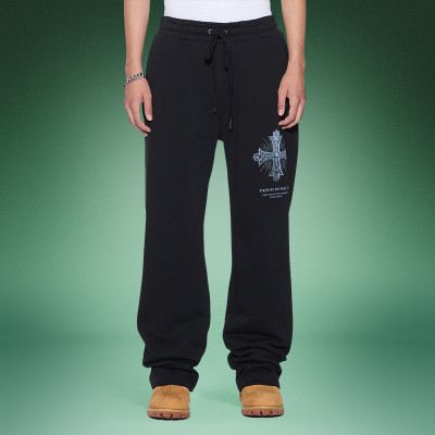 Custom Digital Printed Logo pants | 100% Cotton Heavyweight sweatpants | Solid Color Straight Leg Pants