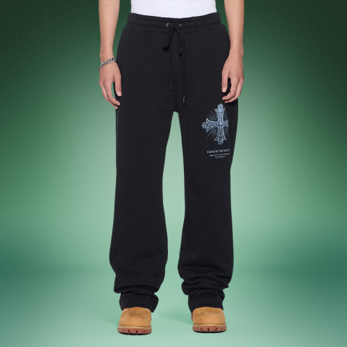 Custom Digital Printed Logo pants | 100% Cotton Heavyweight sweatpants | Solid Color Straight Leg Pants