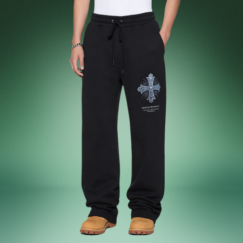 Custom Digital Printed Logo pants | 100% Cotton Heavyweight sweatpants | Solid Color Straight Leg Pants