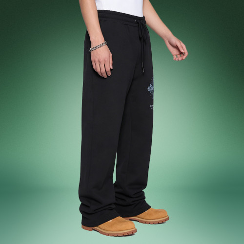 Custom Digital Printed Logo pants | 100% Cotton Heavyweight sweatpants | Solid Color Straight Leg Pants