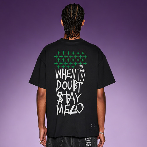 Custom Acid Washed Distressed T-shirt | Heavyweight Boxy Men's T-shirt | DTG Print T-Shirt