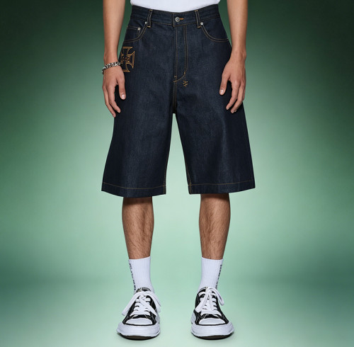 Custom Men's Denim Shorts | Wash Vintage Embroidered Shorts | High Quality Streetwear Manufacture