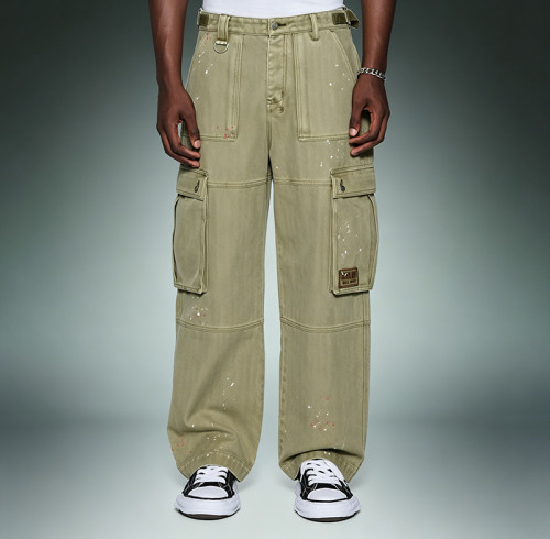 Custom Print Logo Pants | Streetwear Multi-pocket Cargo Pants | Loose Straight-leg Trousers