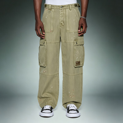 Custom Print Logo Pants | Streetwear Multi-pocket Cargo Pants | Loose Straight-leg Trousers