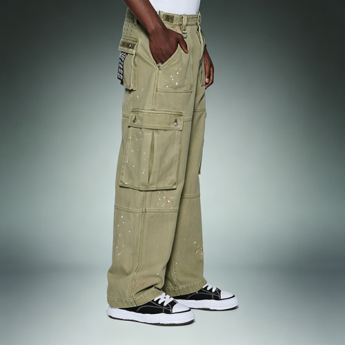 Custom Print Logo Pants | Streetwear Multi-pocket Cargo Pants | Loose Straight-leg Trousers