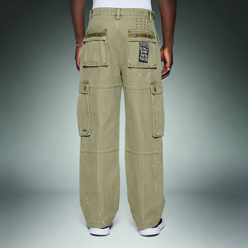 Custom Print Logo Pants | Streetwear Multi-pocket Cargo Pants | Loose Straight-leg Trousers