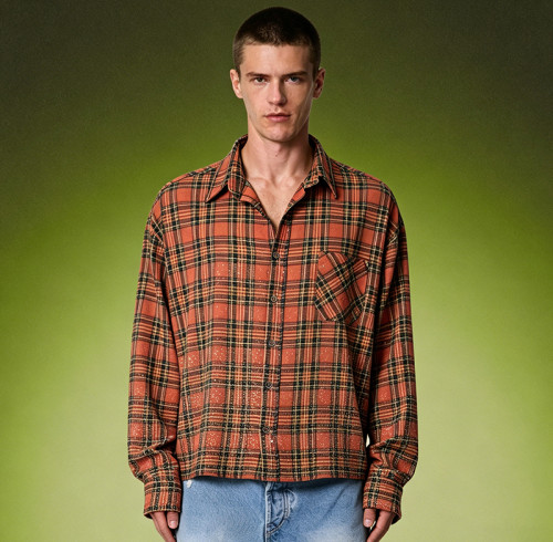 Custom Striped Plaid Shirt | Baggy Drop Shoulder Streetwear | Mens Long Sleeved Shirt
