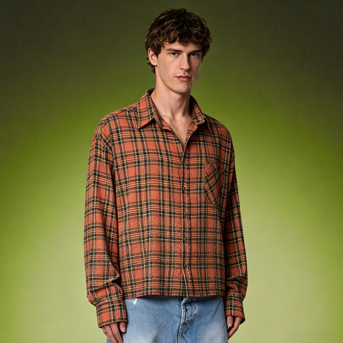 Custom Striped Plaid Shirt | Baggy Drop Shoulder Streetwear | Mens Long Sleeved Shirt