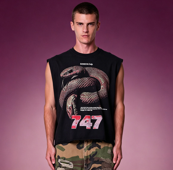 Custom DTG Print Sleeveless T-shirt | Oversize Streetwear Supplier | Men's Sleeveless T-shirt Manufacturer