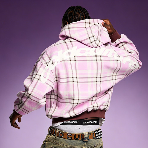 Custom Oversized plaid Stripes Hoodie | 100% organic cotton sweatshirt | Streetwear manufacture