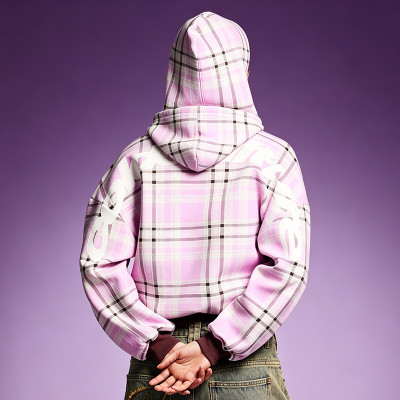 Custom Oversized plaid Stripes Hoodie | 100% organic cotton sweatshirt | Streetwear manufacture
