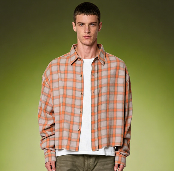 Custom Crop Fit Acid Washed Shirt | 100% Cotton Plaid Shirt | Vintage Streetwear Shirt