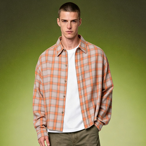 Custom Crop Fit Acid Washed Shirt | 100% Cotton Plaid Shirt | Vintage Streetwear Shirt