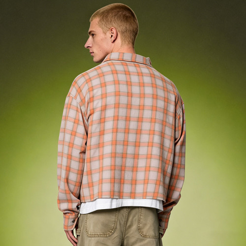 Custom Crop Fit Acid Washed Shirt | 100% Cotton Plaid Shirt | Vintage Streetwear Shirt