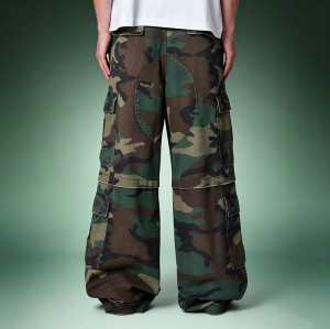 Custom Patchwork Camouflage Pants | Multi-pocket Cargo Pants | Loose Wide-leg Trousers