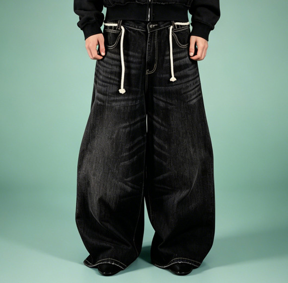 Custom Acid Wash Design Flared Pants | Blank Plain Wide Leg Trousers | OEM Streetwear Manufacturer