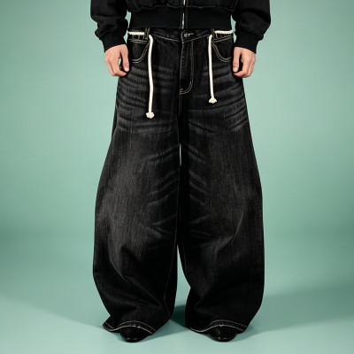 Custom Acid Wash Design Flared Pants | Blank Plain Wide Leg Trousers | OEM Streetwear Manufacturer