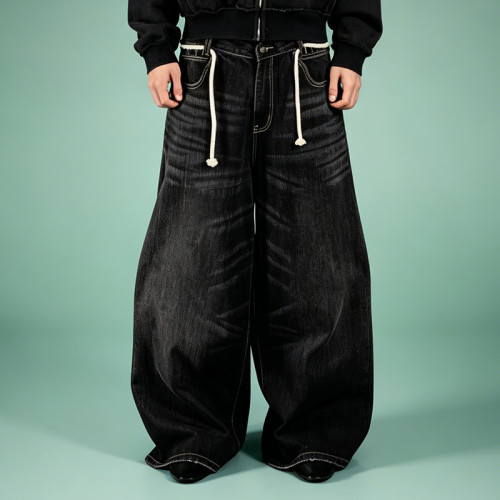 Custom Acid Wash Design Flared Pants | Blank Plain Wide Leg Trousers | OEM Streetwear Manufacturer